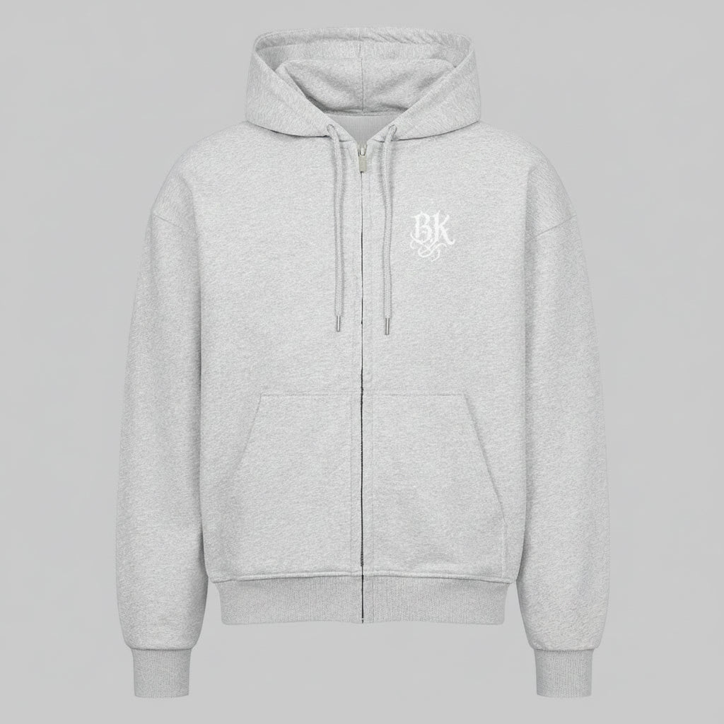 oversized zipper hoodie streetwear Grey BK BERZIK